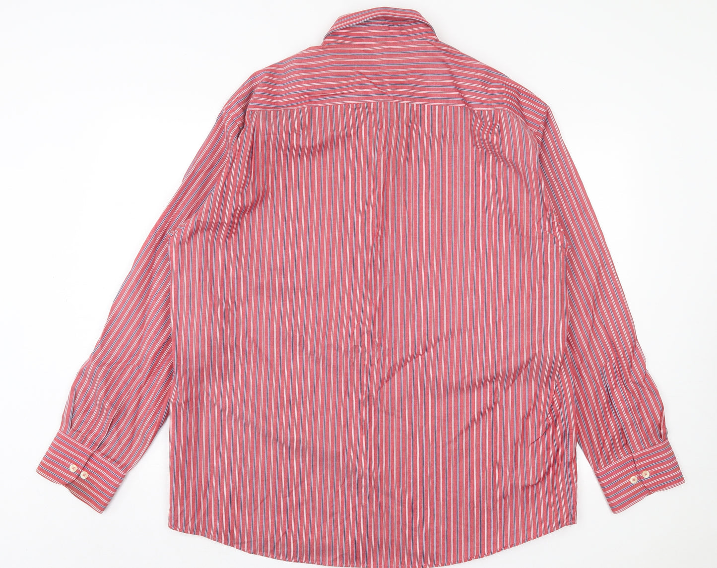 Daniel Grahame Mens Red Striped Cotton Button-Up Size XL Collared Button