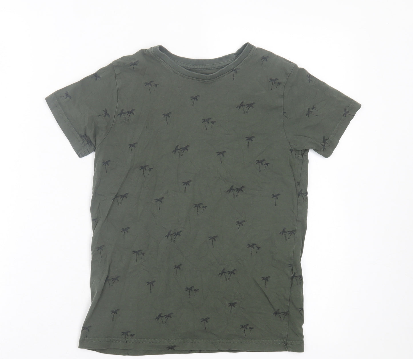 Primark Boys Green Cotton Basic T-Shirt Size 9-10 Years Crew Neck Pullover