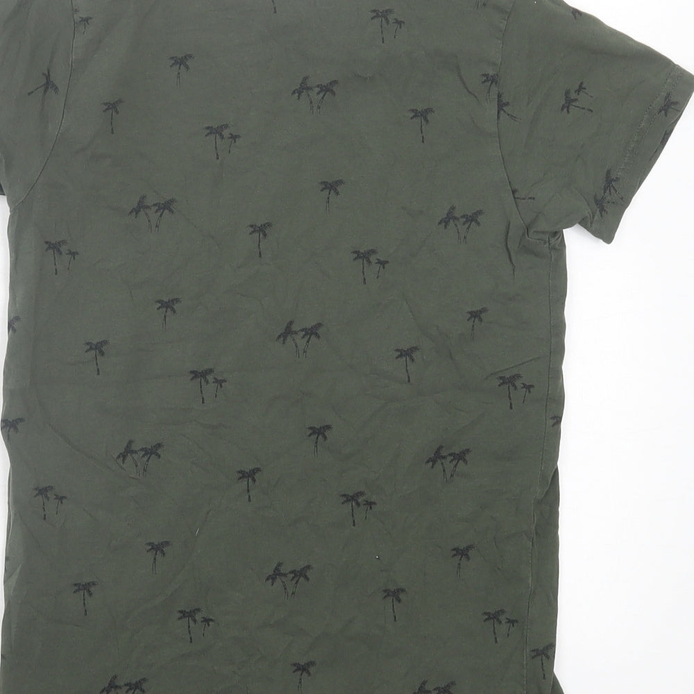 Primark Boys Green Cotton Basic T-Shirt Size 9-10 Years Crew Neck Pullover