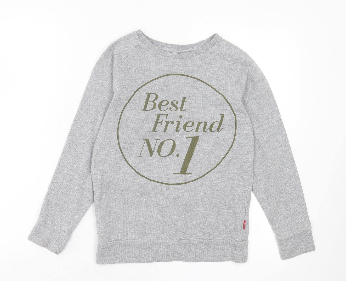 name it Boys Grey Cotton Basic Casual Size 9-10 Years Crew Neck Pullover - No.1 Bestfriend