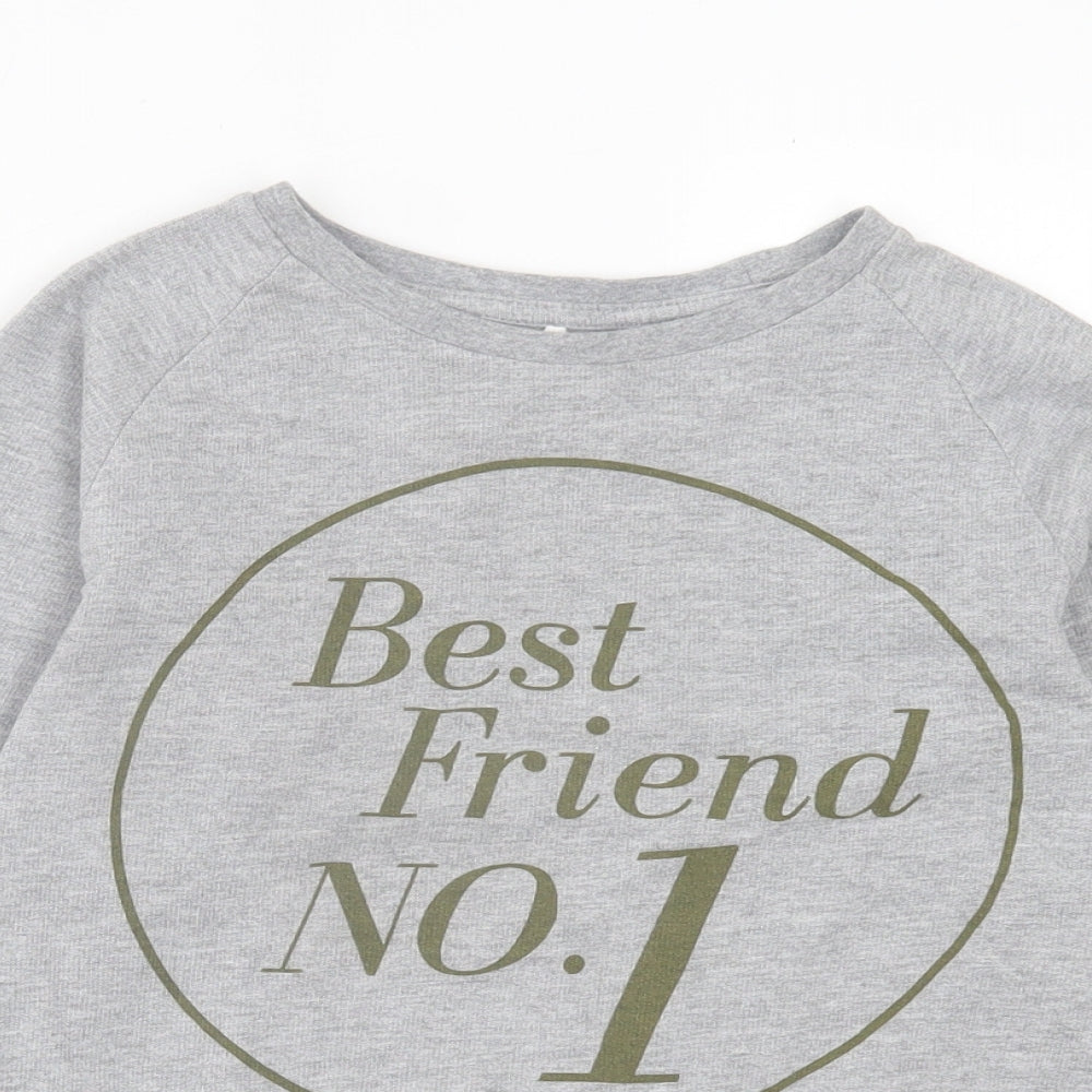 name it Boys Grey Cotton Basic Casual Size 9-10 Years Crew Neck Pullover - No.1 Bestfriend