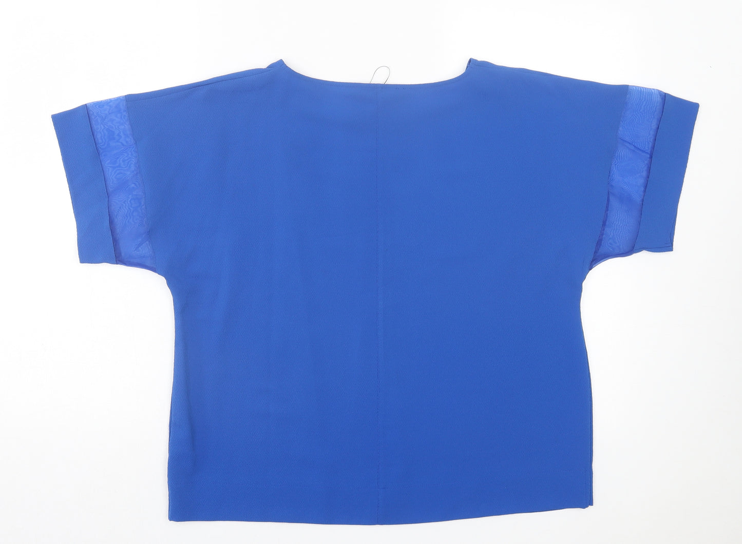 Marks and Spencer Womens Blue Polyester Basic T-Shirt Size 14 Crew Neck