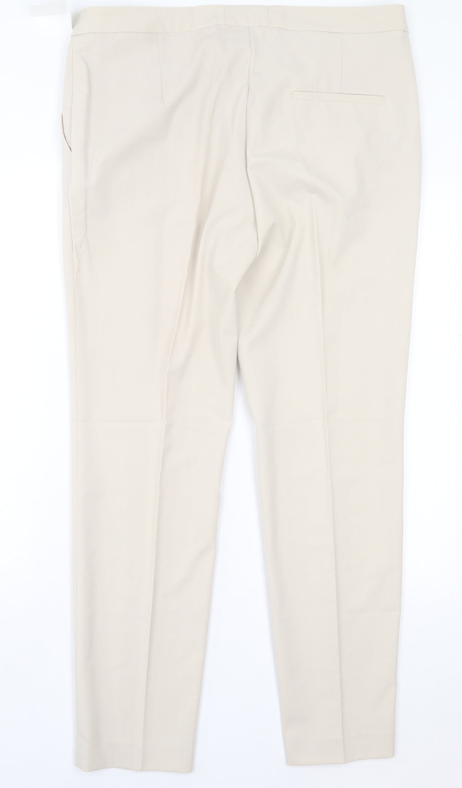 H&M Womens Beige Polyester Trousers Size 16 L31 in Regular Hook & Eye