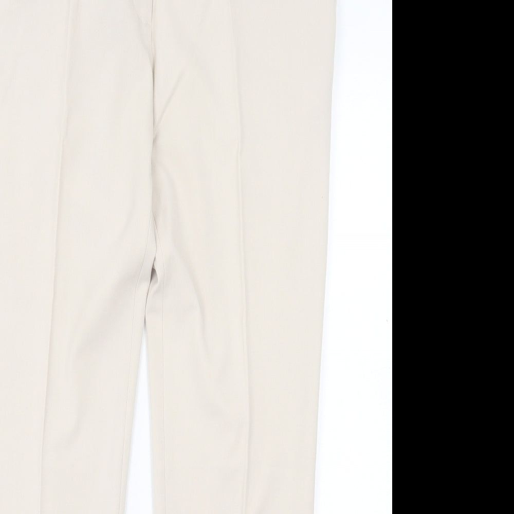 H&M Womens Beige Polyester Trousers Size 16 L31 in Regular Hook & Eye
