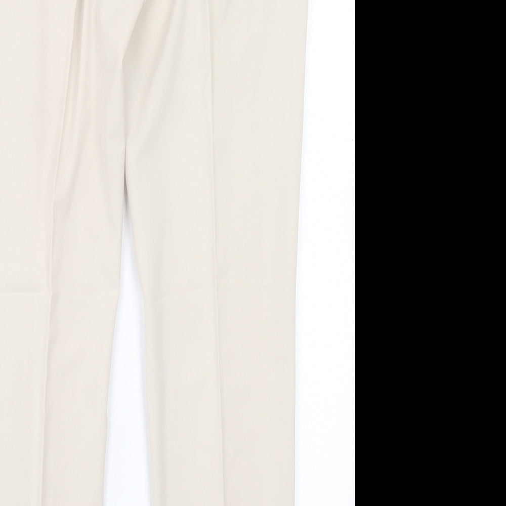 H&M Womens Beige Polyester Trousers Size 16 L31 in Regular Hook & Eye
