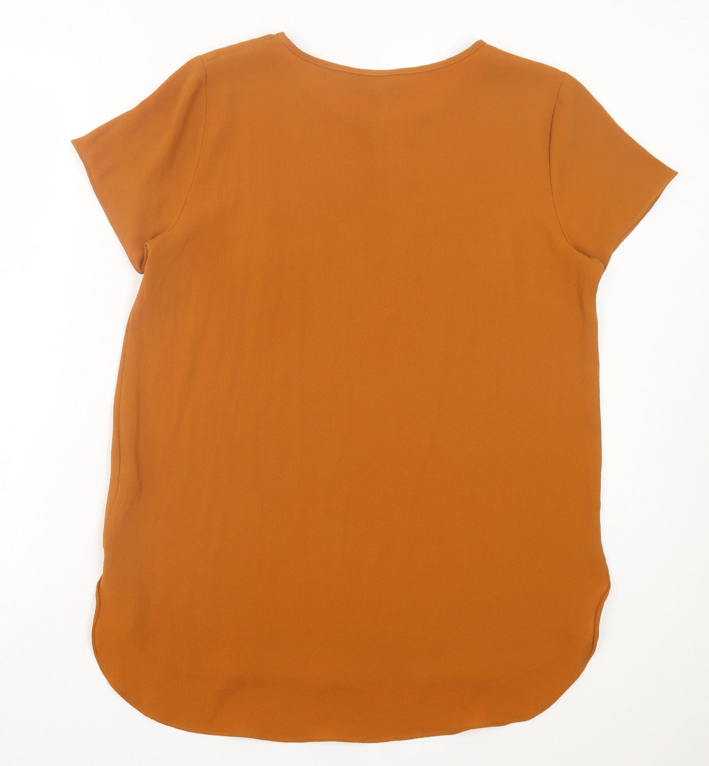 New Look Womens Brown Polyester Basic T-Shirt Size 14 Crew Neck
