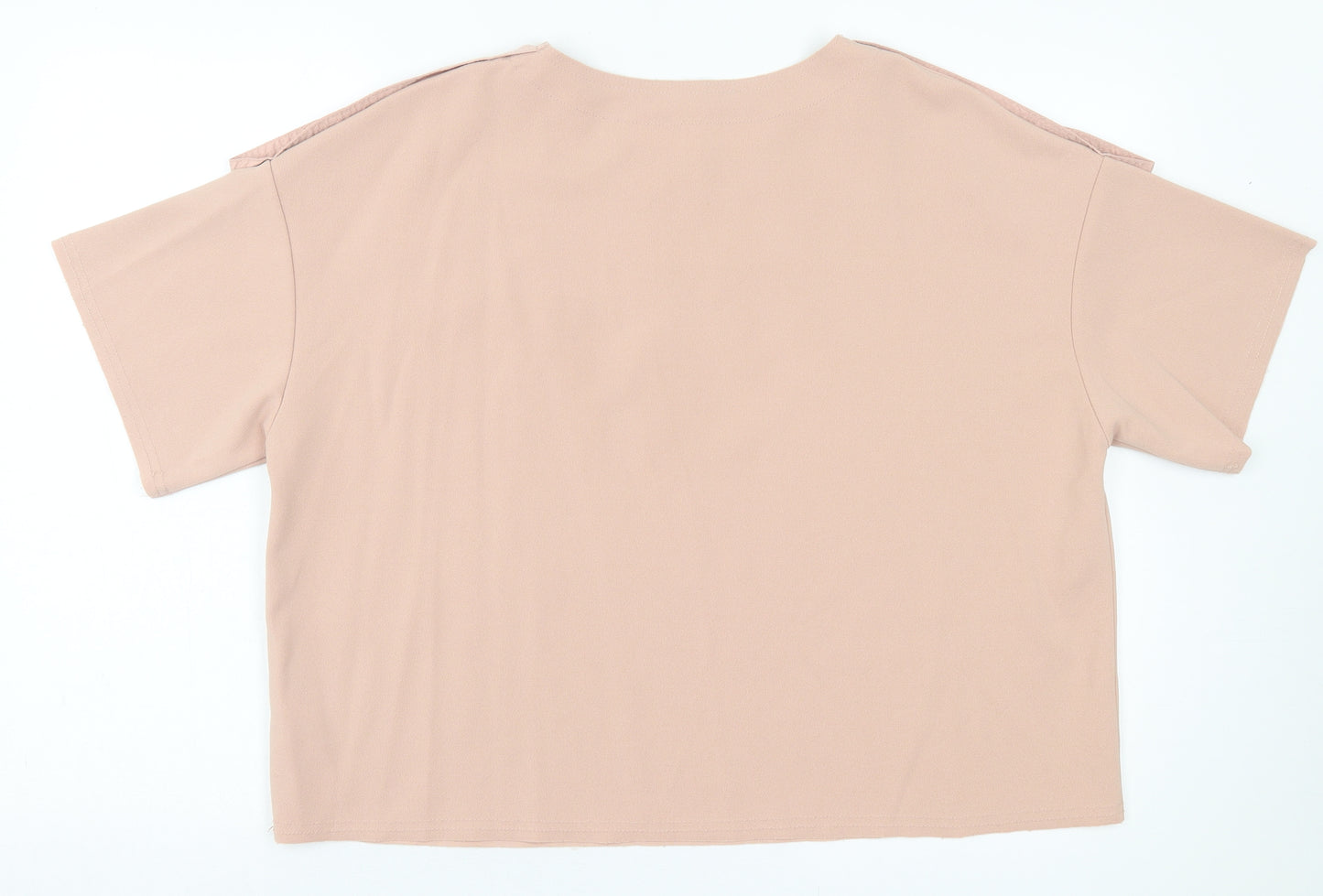 Zara Womens Pink Polyester Basic T-Shirt Size L Crew Neck