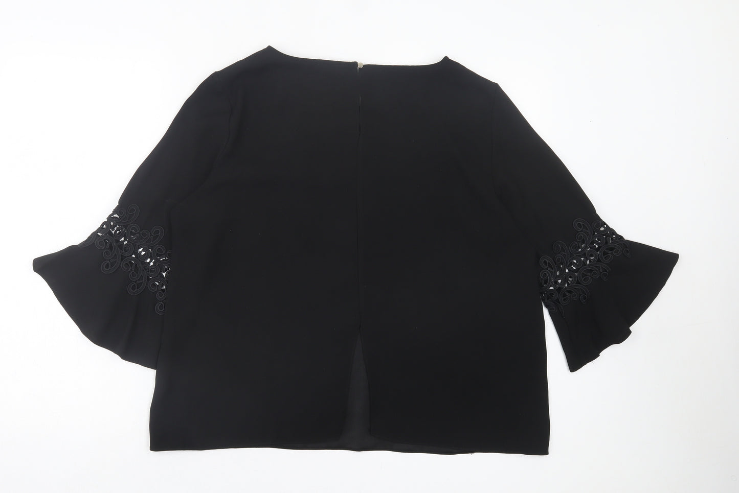 River Island Womens Black Polyester Basic Blouse Size 16 Crew Neck