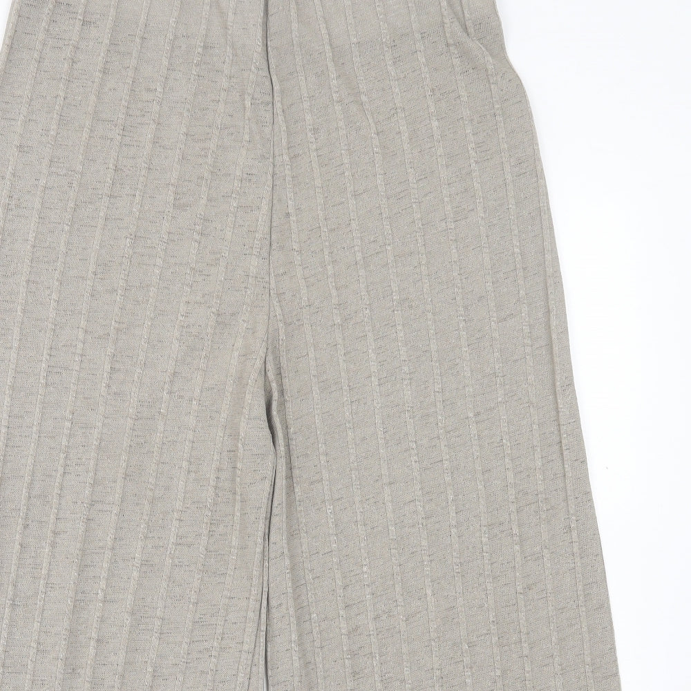Zara Womens Grey Polyester Cropped Trousers Size L L21 in Regular