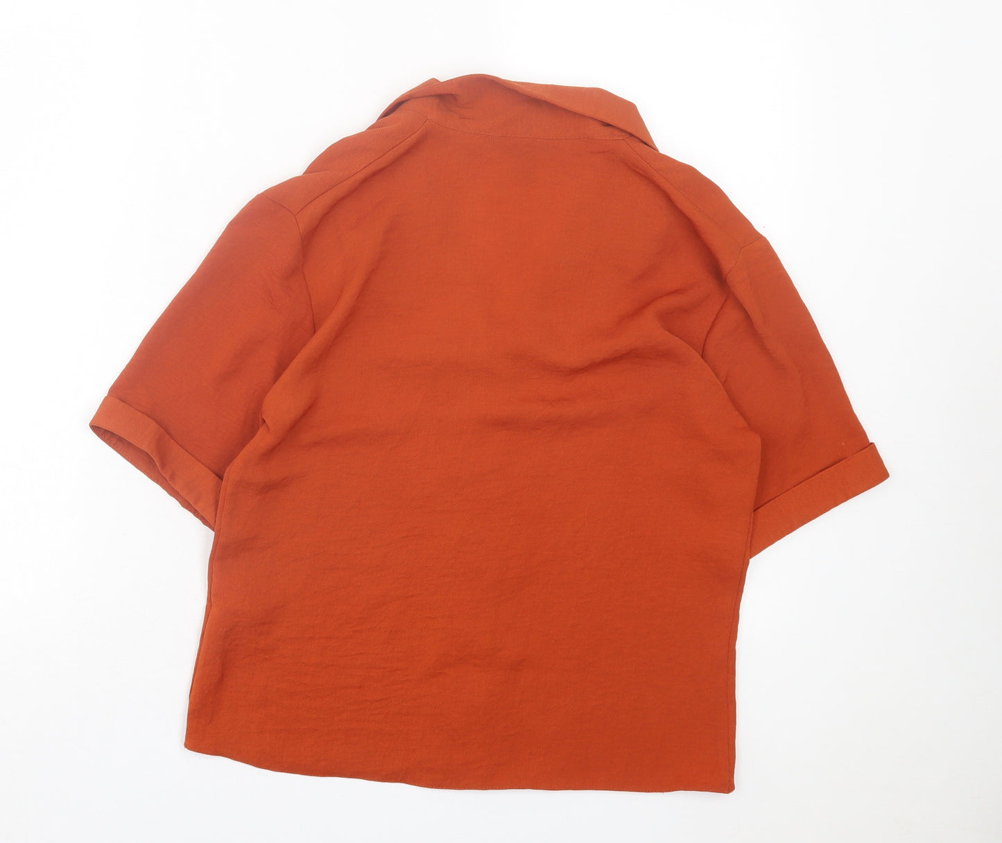 New Look Womens Brown Polyester Basic Button-Up Size 10 Collared