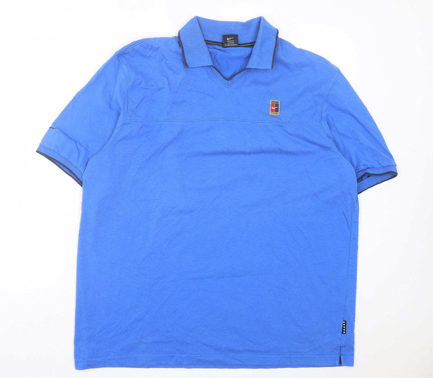 Nike Mens Blue Cotton Polo Size L Collared Pullover