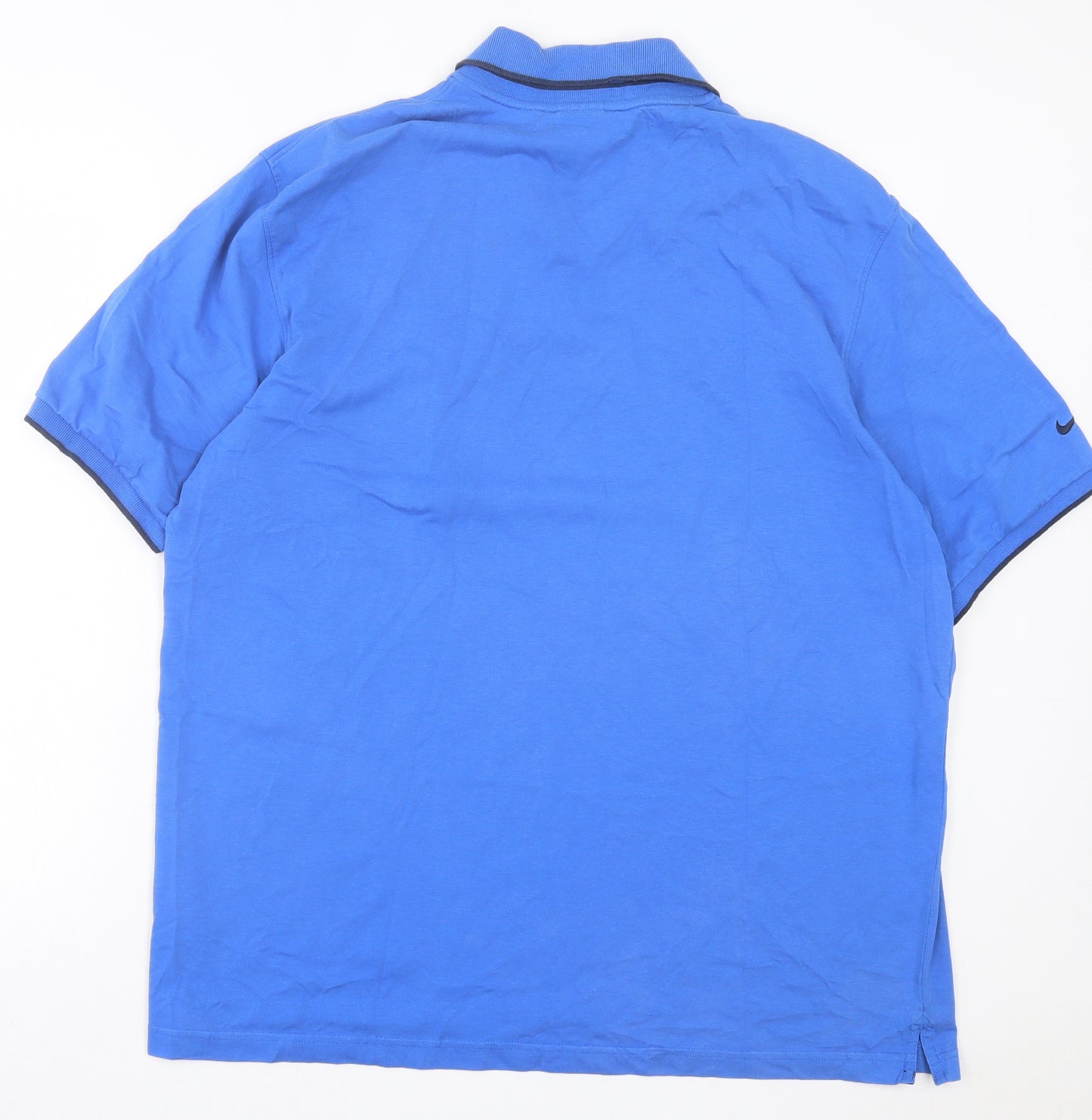 Nike Mens Blue Cotton Polo Size L Collared Pullover