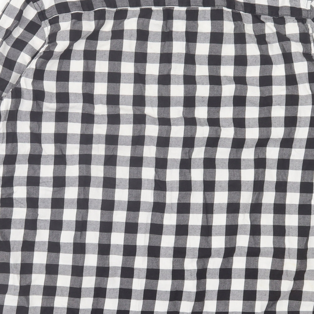 Cambridge Dry Goods Mens Grey Plaid Cotton Button-Up Size L Collared Button