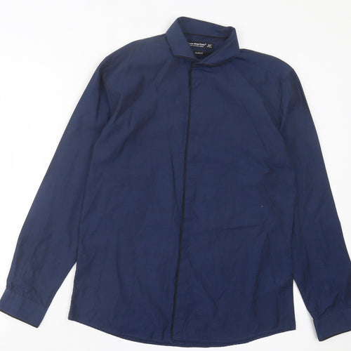 Cedar Wood State Mens Blue Cotton Button-Up Size 15.5 Collared Button