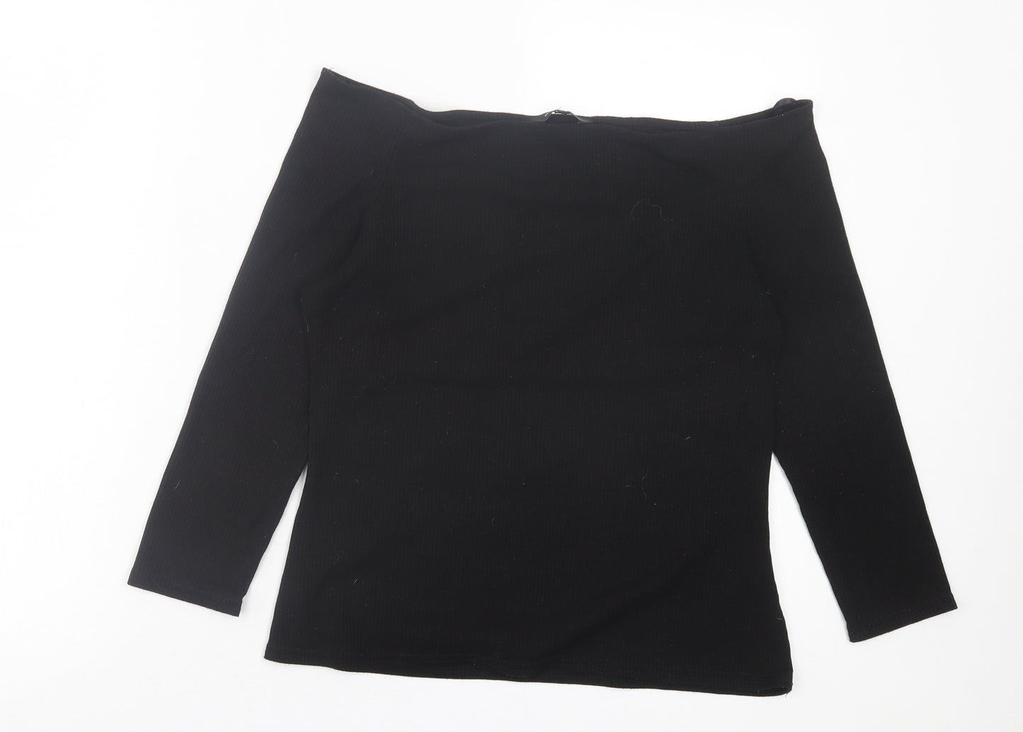 New Look Womens Black Polyester Basic T-Shirt Size 14 Off the Shoulder