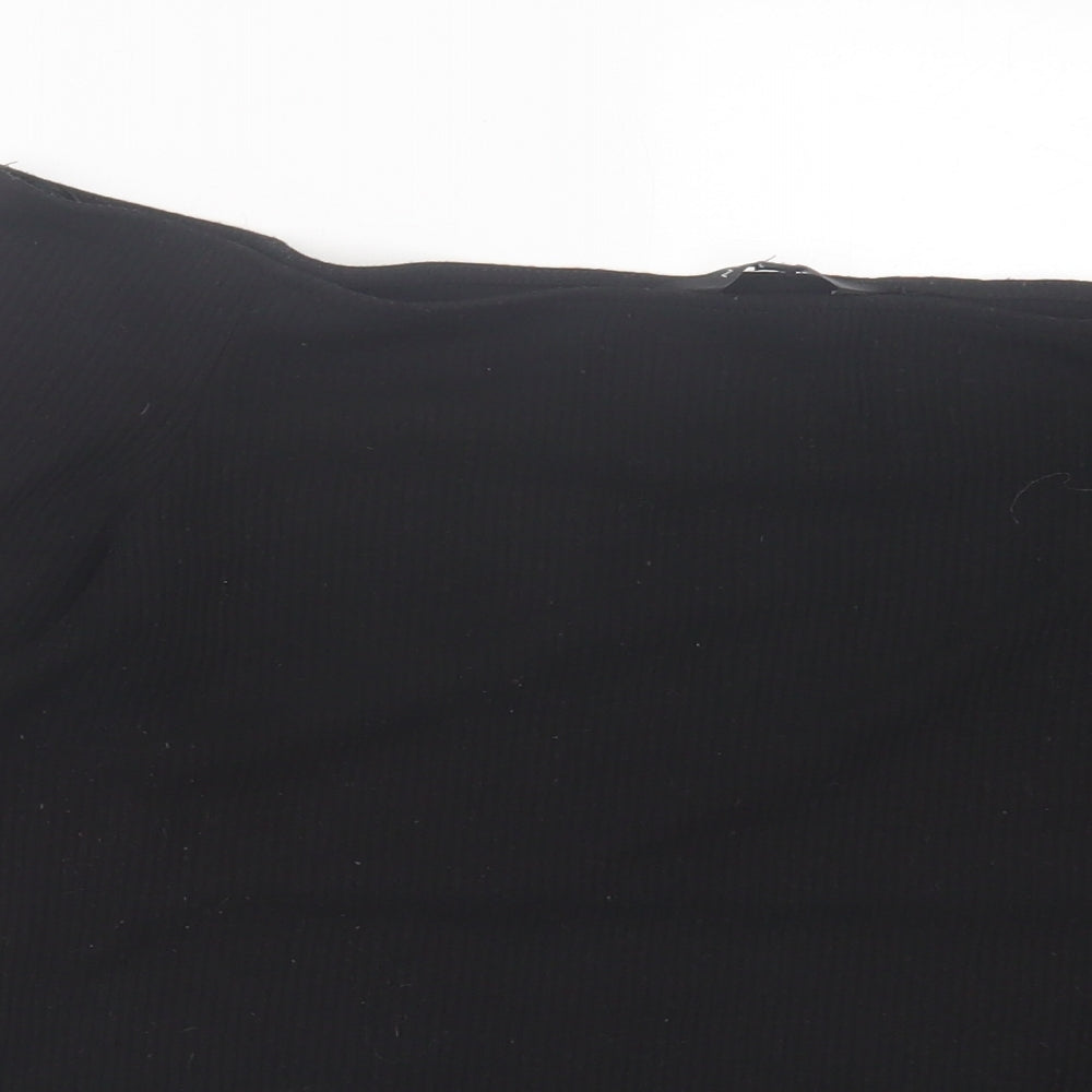 New Look Womens Black Polyester Basic T-Shirt Size 14 Off the Shoulder