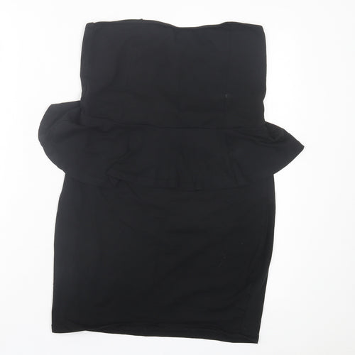 New Look Womens Black Cotton Bodycon Size 14 Off the Shoulder Pullover - Bandeau Dress