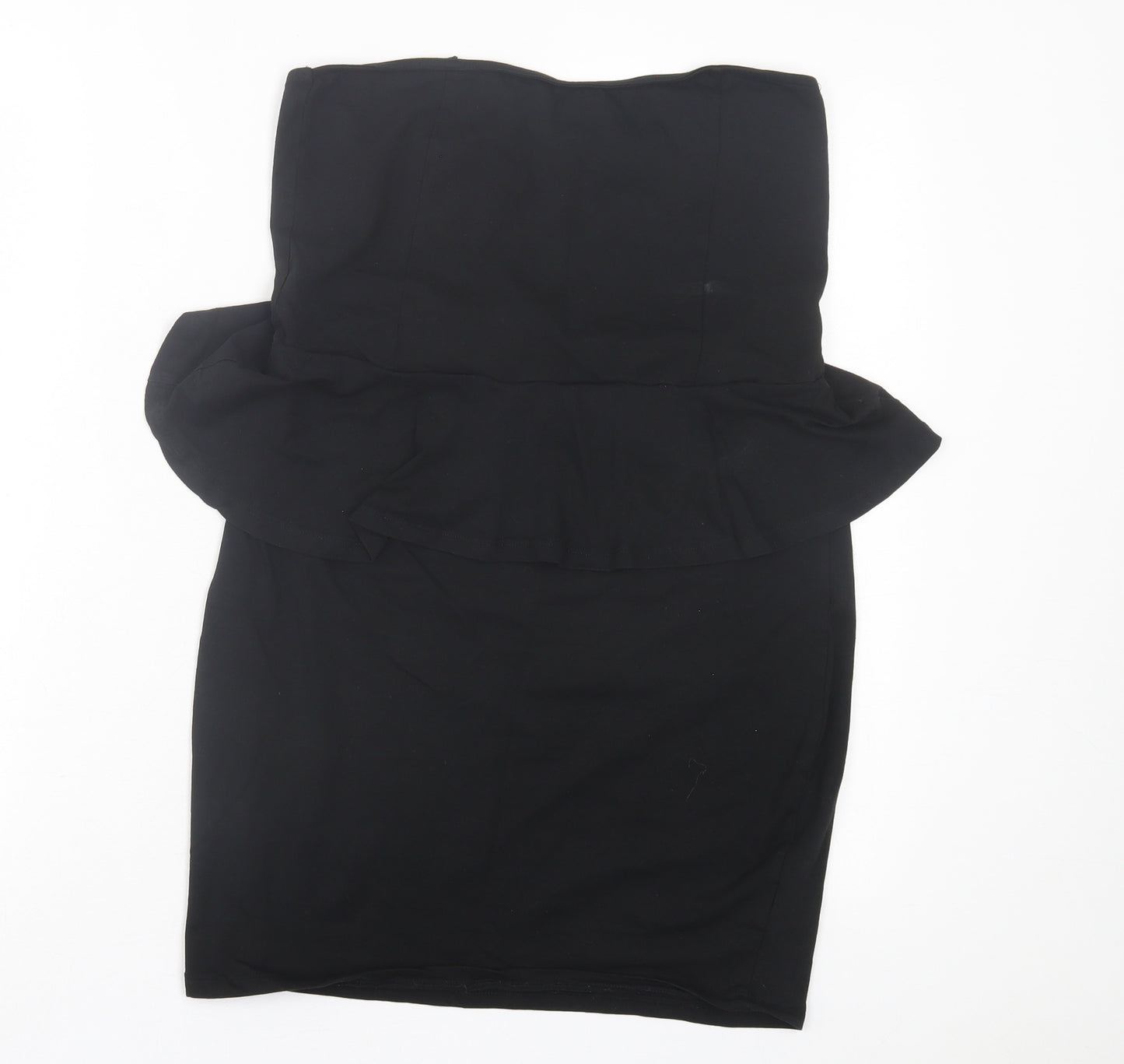 New Look Womens Black Cotton Bodycon Size 14 Off the Shoulder Pullover - Bandeau Dress