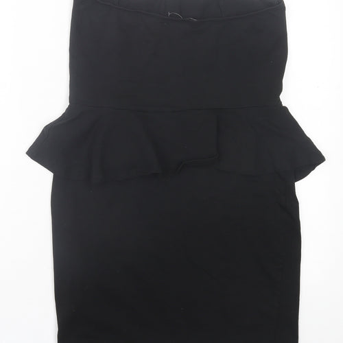 New Look Womens Black Cotton Bodycon Size 14 Off the Shoulder Pullover - Bandeau Dress