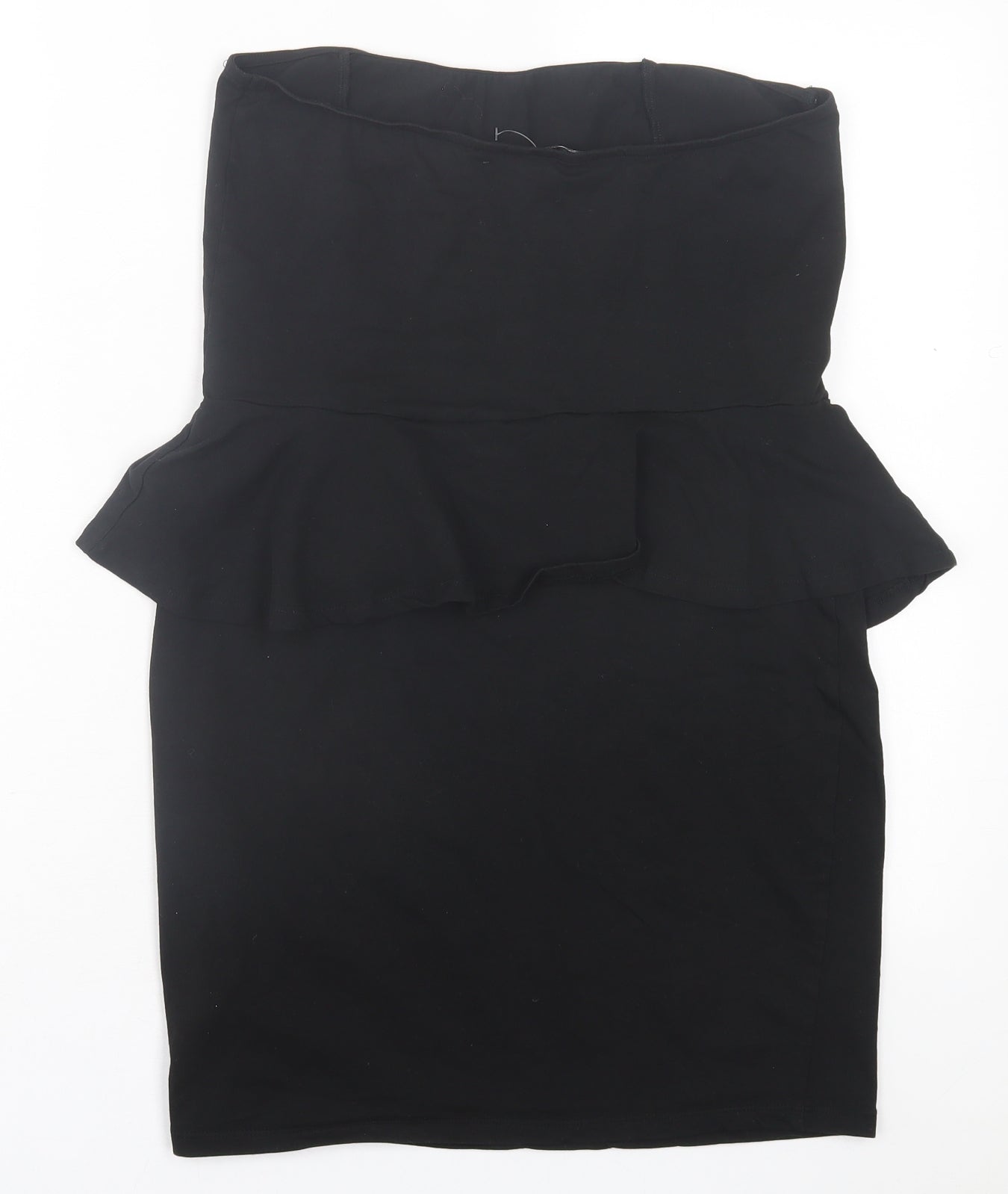 New Look Womens Black Cotton Bodycon Size 14 Off the Shoulder Pullover - Bandeau Dress