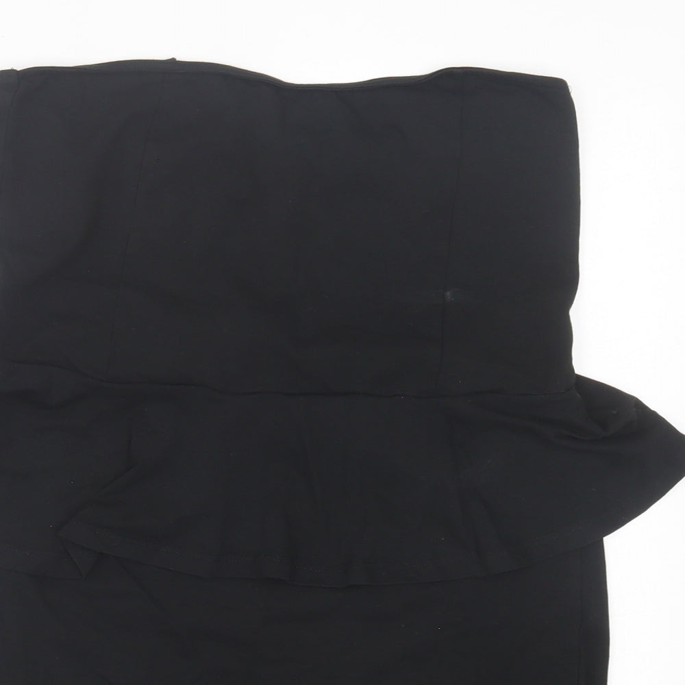 New Look Womens Black Cotton Bodycon Size 14 Off the Shoulder Pullover - Bandeau Dress