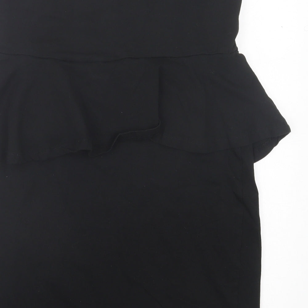 New Look Womens Black Cotton Bodycon Size 14 Off the Shoulder Pullover - Bandeau Dress