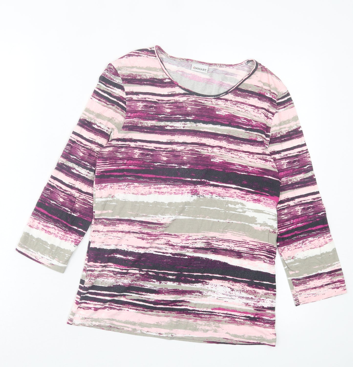 Damart Womens Purple Viscose Basic T-Shirt Size 12 Crew Neck