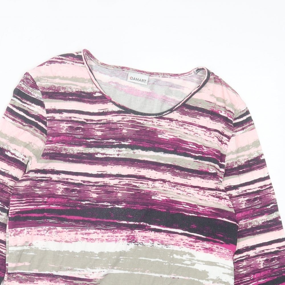 Damart Womens Purple Viscose Basic T-Shirt Size 12 Crew Neck