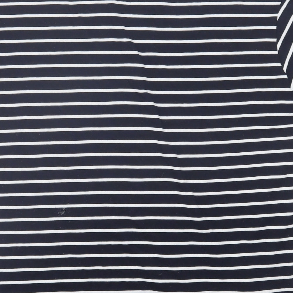 Papaya Womens Blue Striped Polyester Basic T-Shirt Size 16 Crew Neck