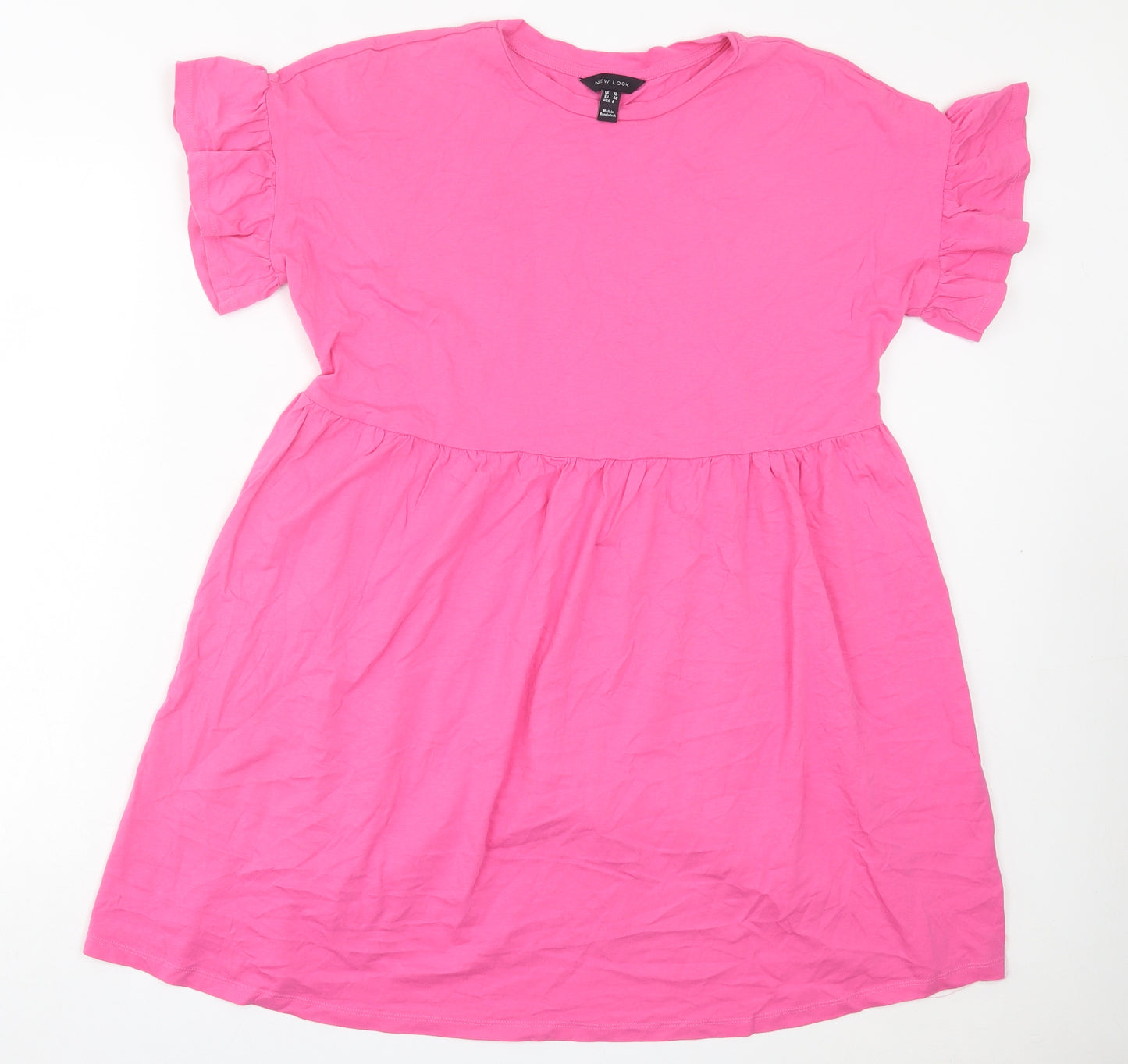 New Look Womens Pink Cotton Fit & Flare Size 12 Crew Neck Pullover