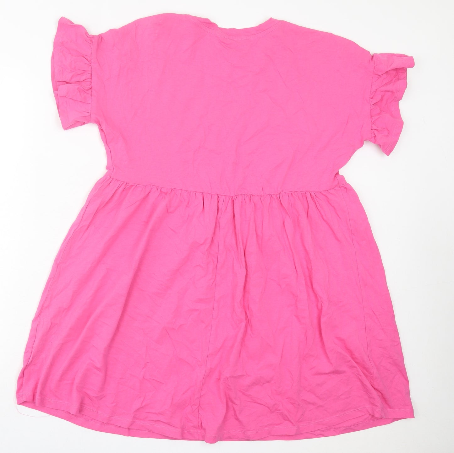 New Look Womens Pink Cotton Fit & Flare Size 12 Crew Neck Pullover