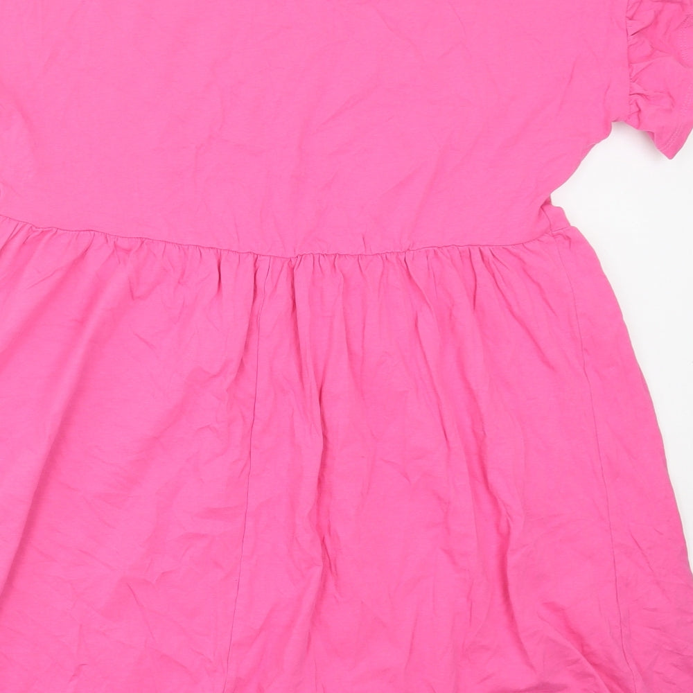 New Look Womens Pink Cotton Fit & Flare Size 12 Crew Neck Pullover