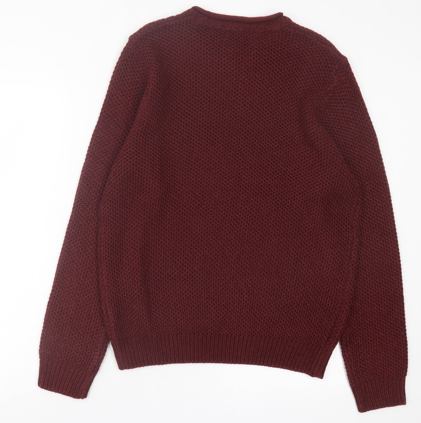 George Mens Red Crew Neck Acrylic Pullover Jumper Size M