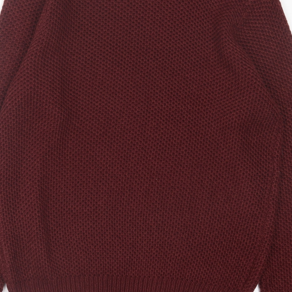 George Mens Red Crew Neck Acrylic Pullover Jumper Size M