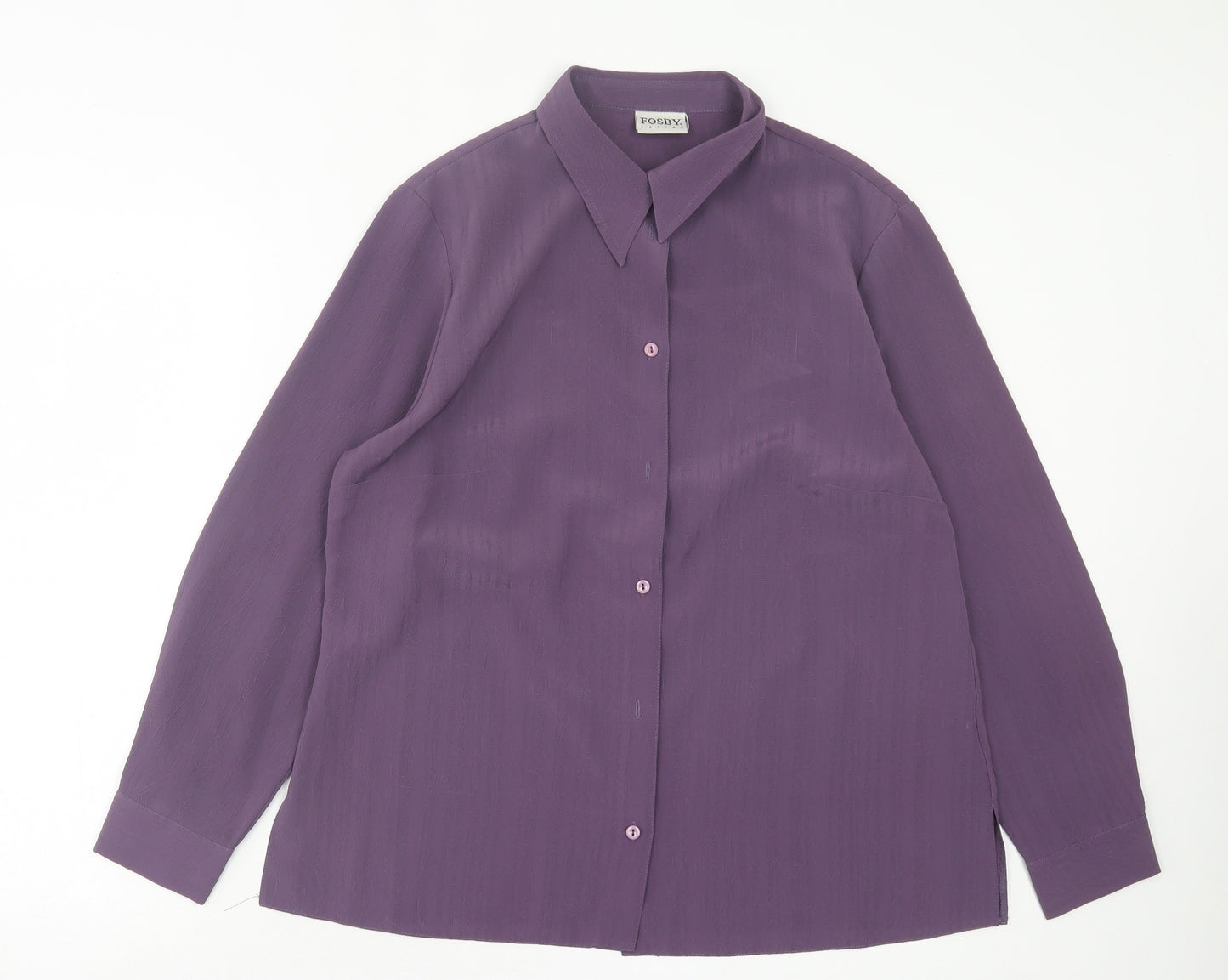 FOSBY Womens Purple Polyester Basic Button-Up Size 18 Collared