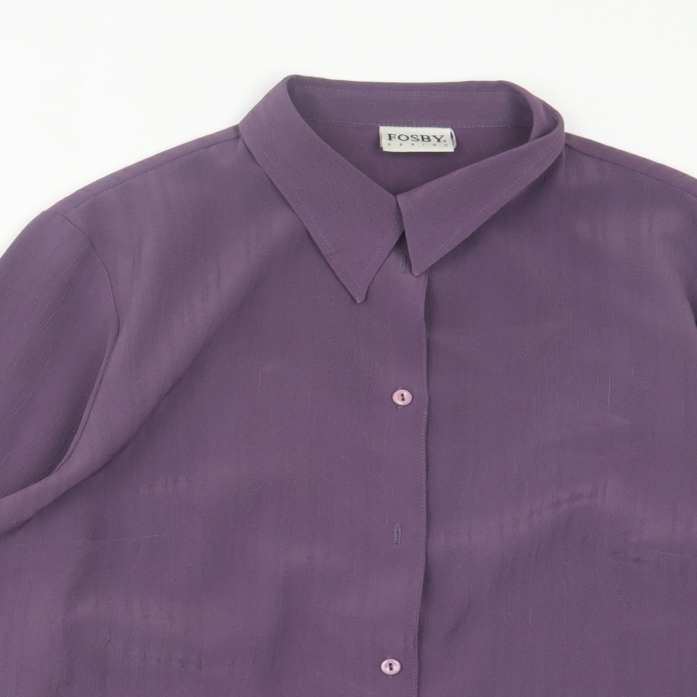 FOSBY Womens Purple Polyester Basic Button-Up Size 18 Collared