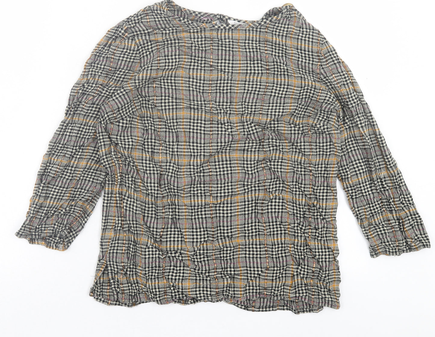 Falmer Womens Multicoloured Plaid Viscose Basic T-Shirt Size 10 Crew Neck