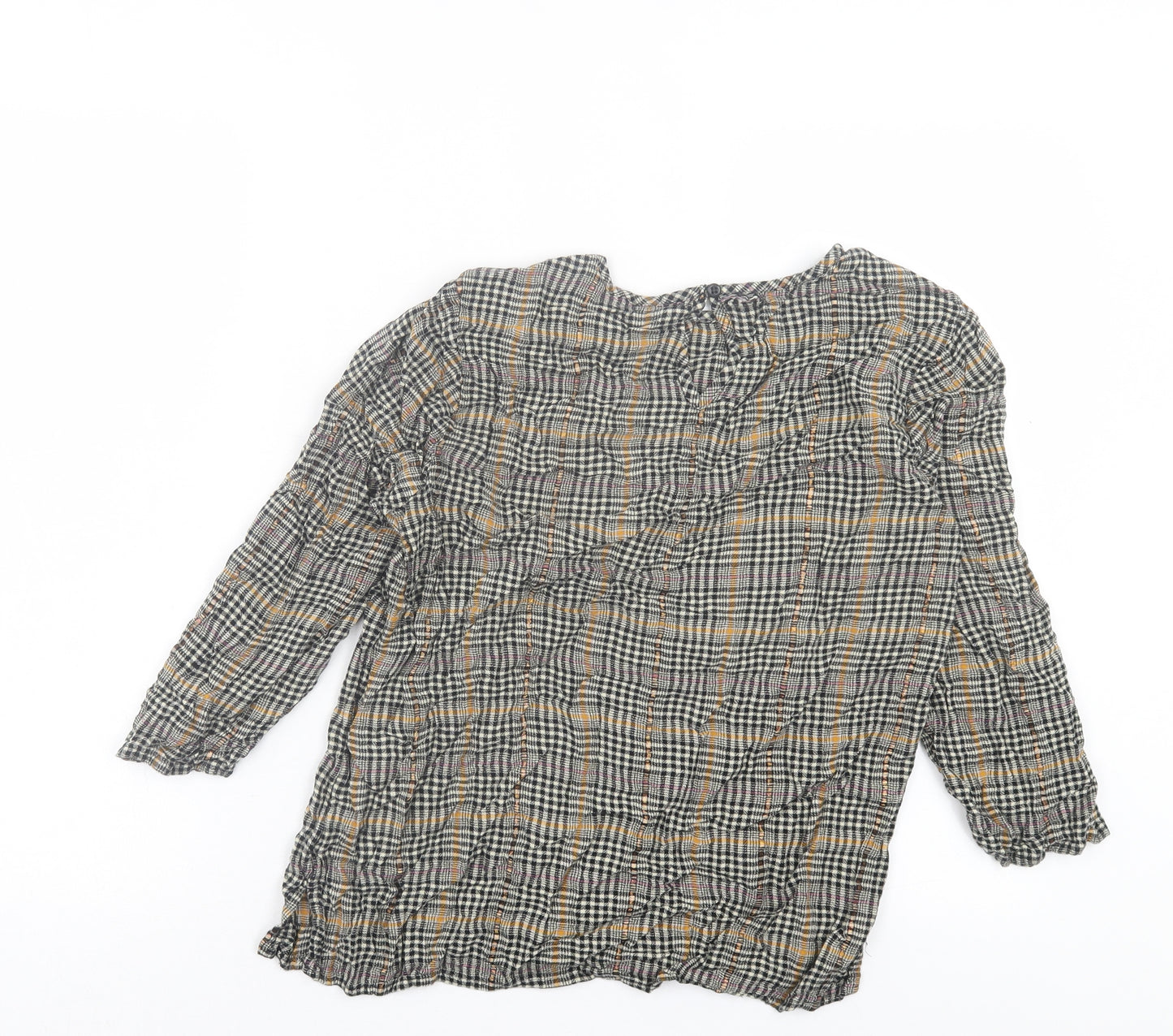 Falmer Womens Multicoloured Plaid Viscose Basic T-Shirt Size 10 Crew Neck