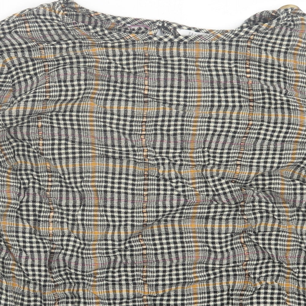 Falmer Womens Multicoloured Plaid Viscose Basic T-Shirt Size 10 Crew Neck