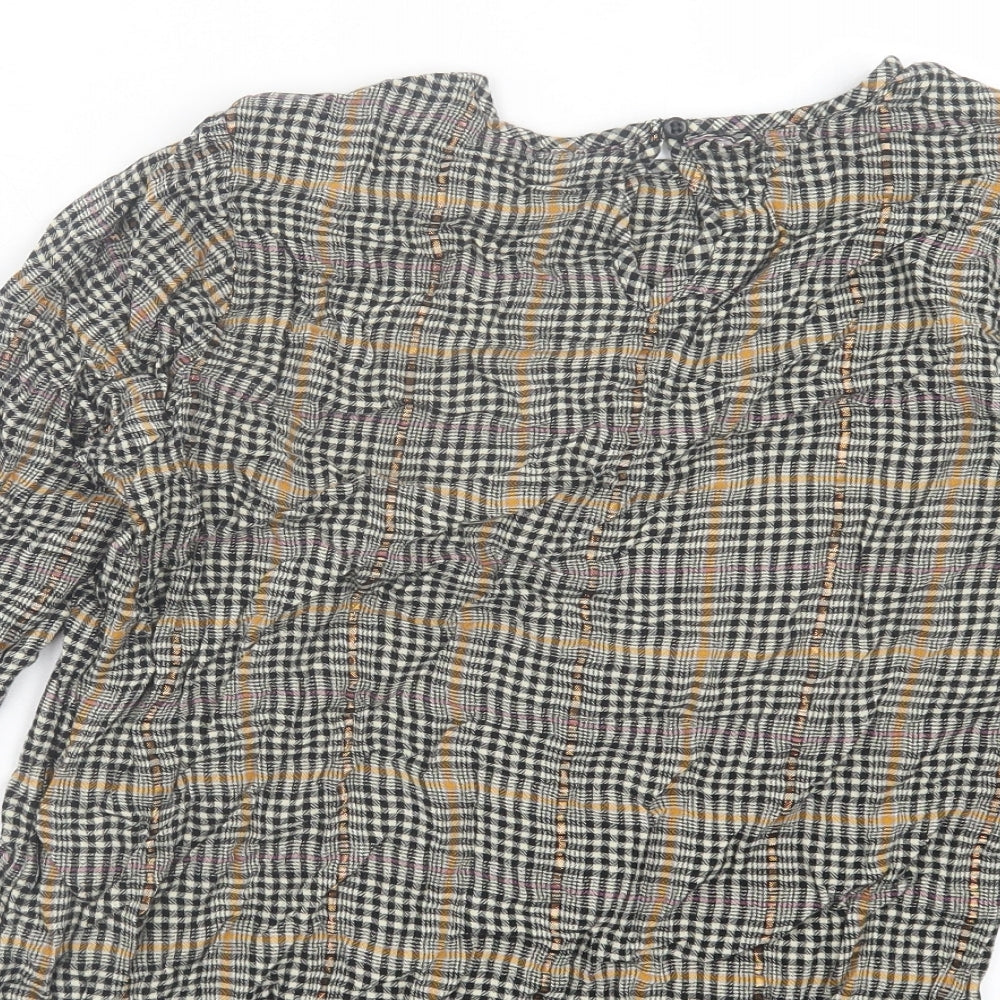 Falmer Womens Multicoloured Plaid Viscose Basic T-Shirt Size 10 Crew Neck