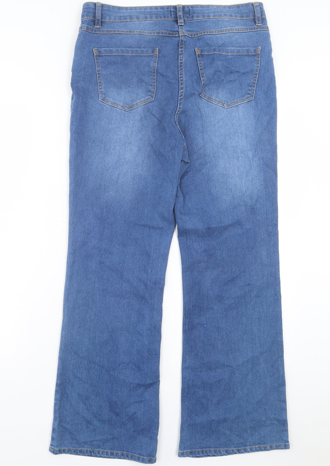 Matalan Womens Blue Cotton Bootcut Jeans Size 14 L28 in Regular Button