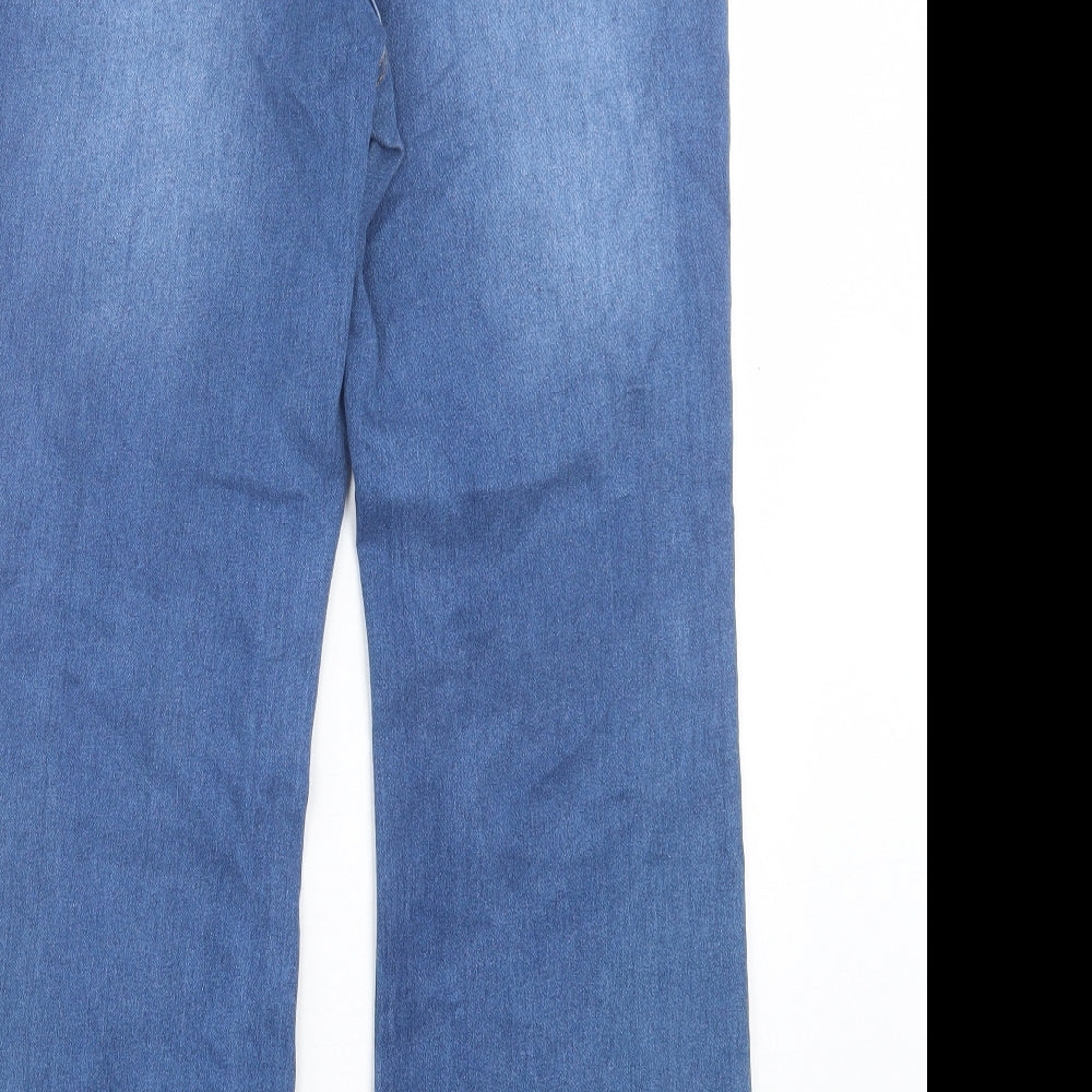 Matalan Womens Blue Cotton Bootcut Jeans Size 14 L28 in Regular Button