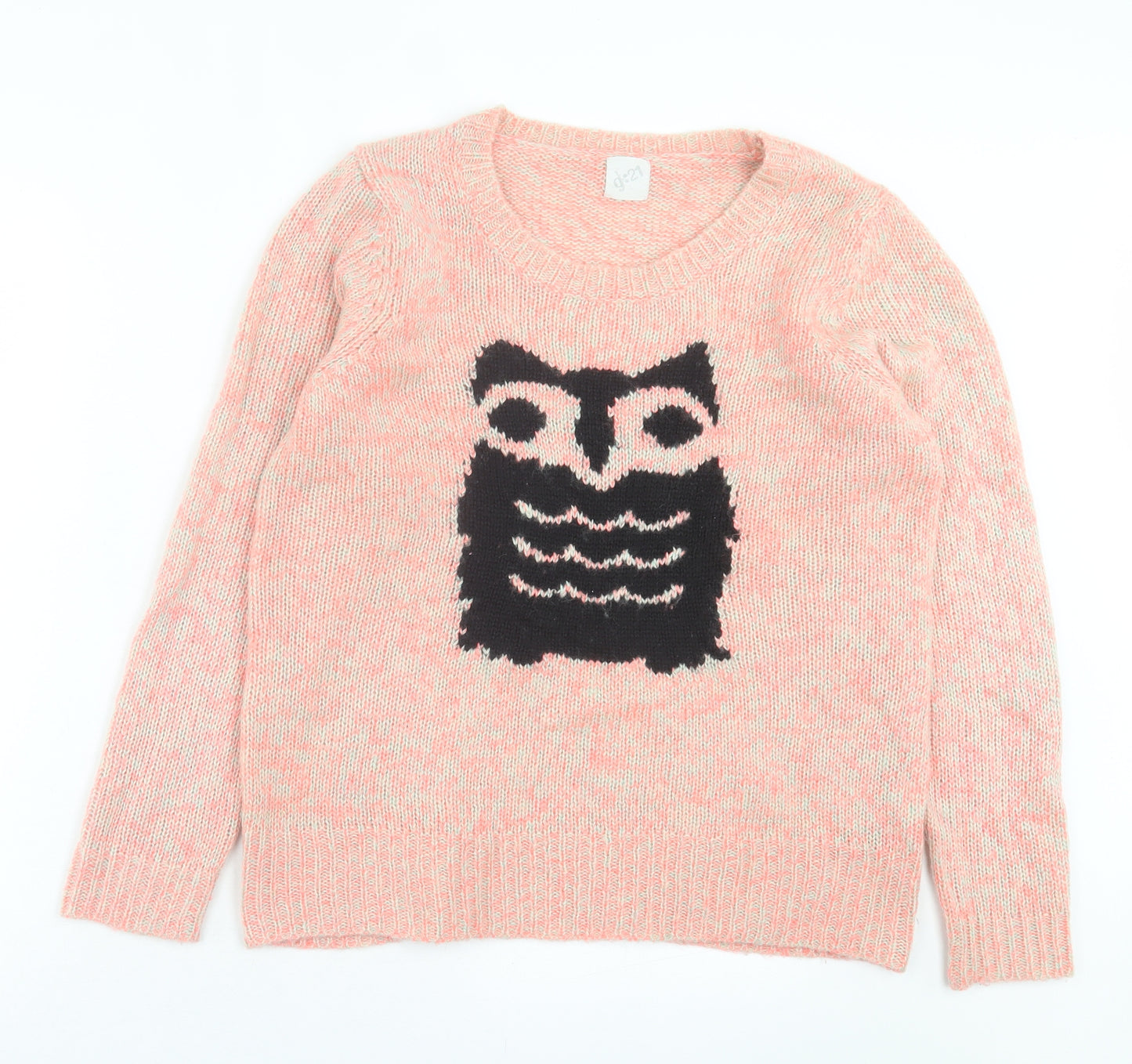 George Womens Pink Crew Neck Acrylic Pullover Jumper Size 16