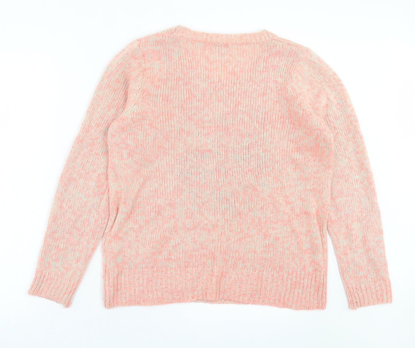 George Womens Pink Crew Neck Acrylic Pullover Jumper Size 16