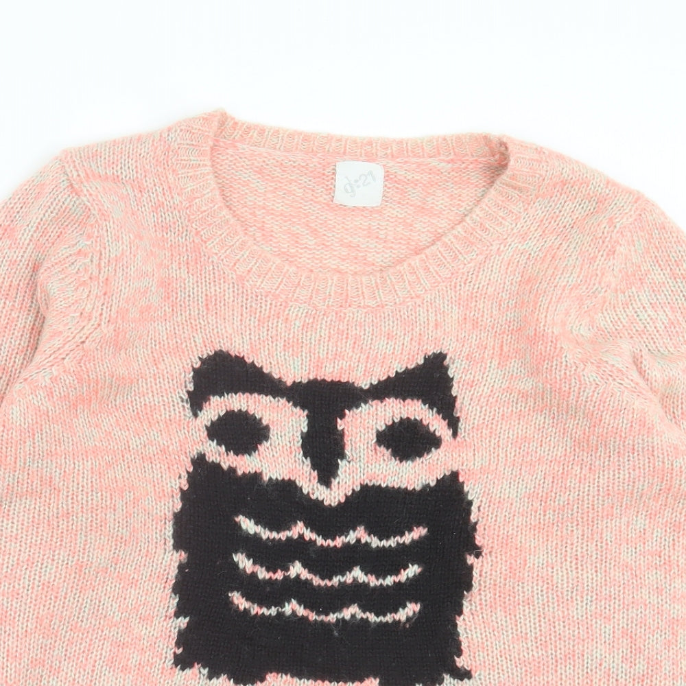 George Womens Pink Crew Neck Acrylic Pullover Jumper Size 16