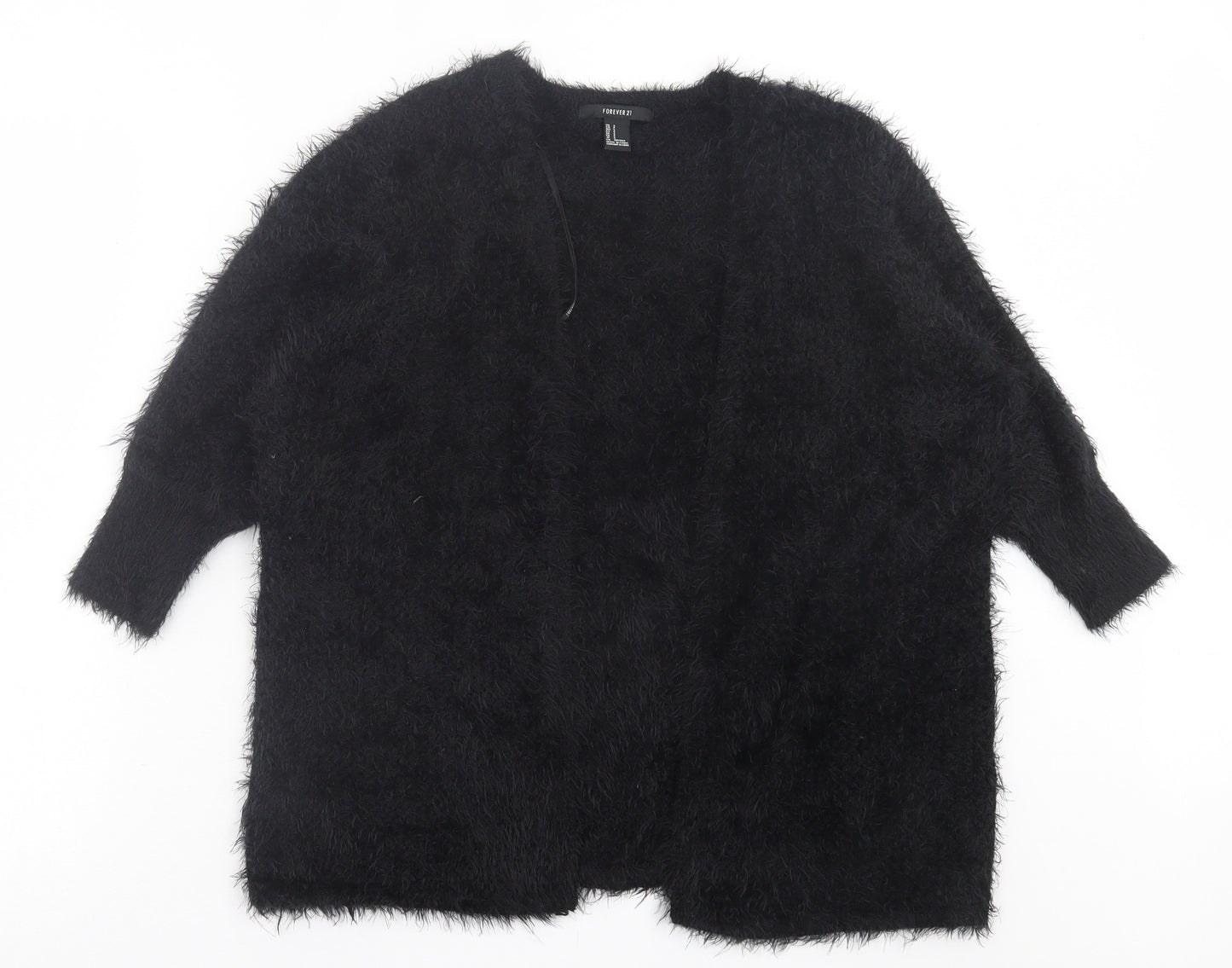 FOREVER 21 Womens Black V-Neck Nylon Cardigan Jumper Size S