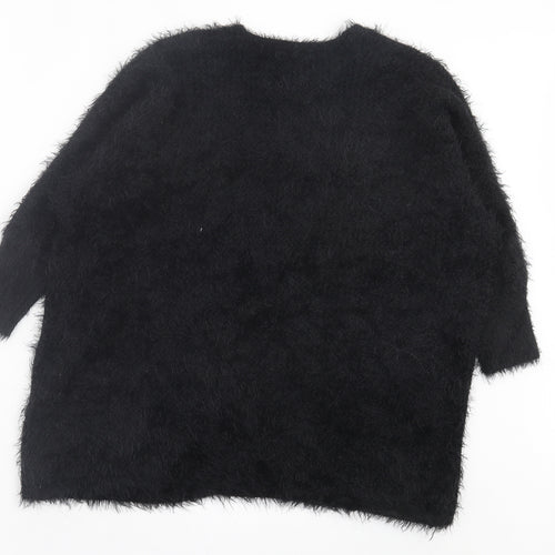 FOREVER 21 Womens Black V-Neck Nylon Cardigan Jumper Size S