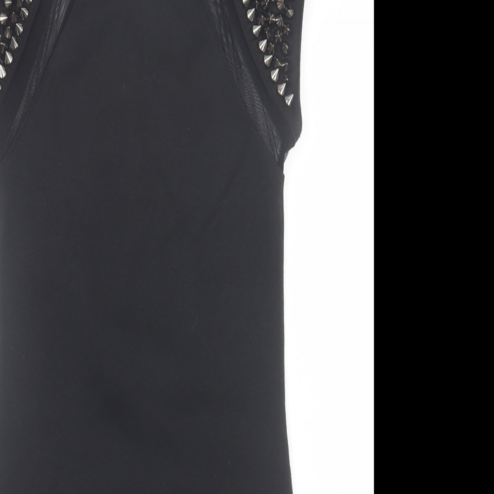 ASOS Womens Black Polyester Bodycon Size 6 Crew Neck Pullover