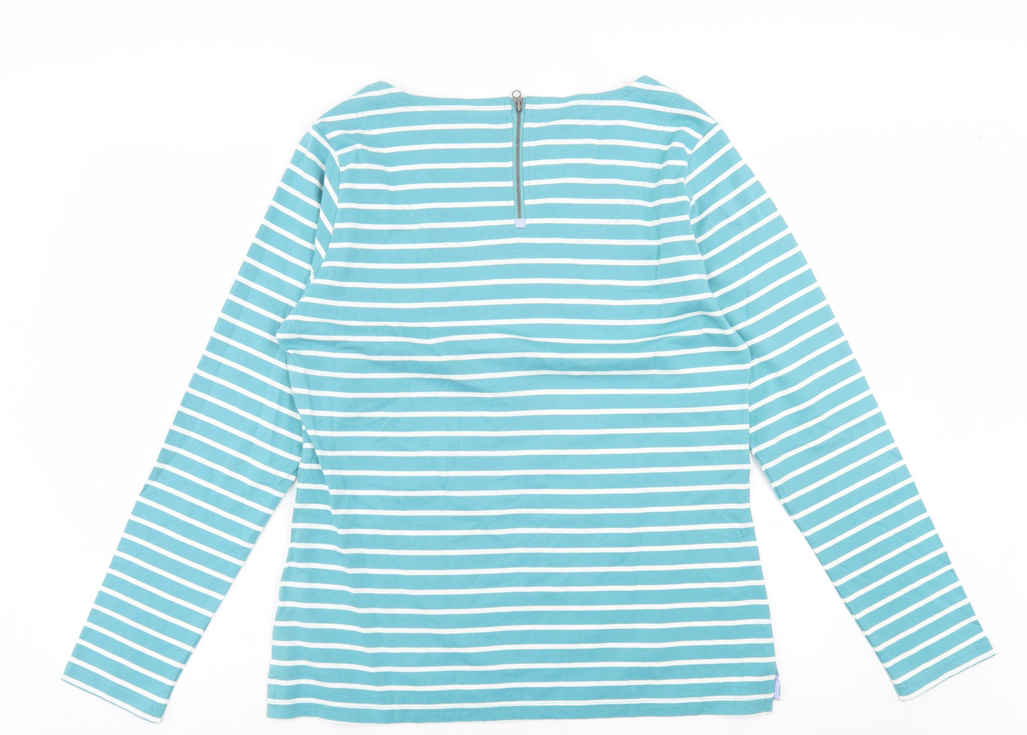 light house Womens Blue Striped Cotton Basic T-Shirt Size 18 Crew Neck