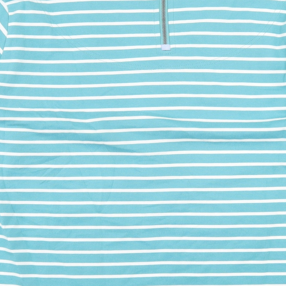 light house Womens Blue Striped Cotton Basic T-Shirt Size 18 Crew Neck